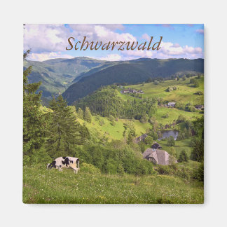 緑のメドウズとパノラマビューの牛 マグネット