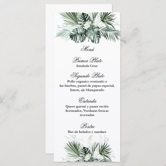 緑のメニューテンプレート(任意の大事な行事) メニュー (正面/裏面)