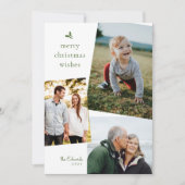 緑のメリークリスマスは3枚の写真カードを希望 シーズンカード (正面)