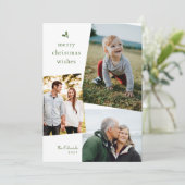 緑のメリークリスマスは3枚の写真カードを希望 シーズンカード (スタンド正面)