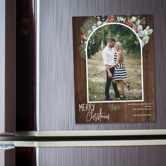 緑のメリークリスマスアーチ写真ダークウッド