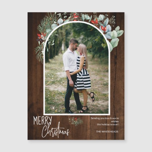 緑のメリークリスマスアーチ写真ダークウッド (正面)