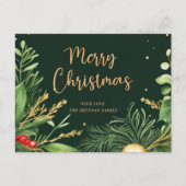 緑のメリークリスマスエレガントのモダン緑 シーズンポストカード (正面)