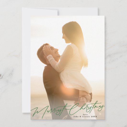 緑のメリークリスマスエレガントの豪華な写真 シーズンカード (正面)