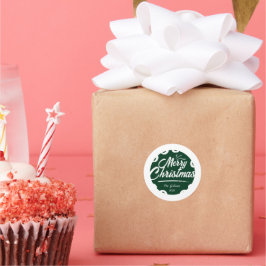 緑のメリークリスマスチョーク ラウンドシール