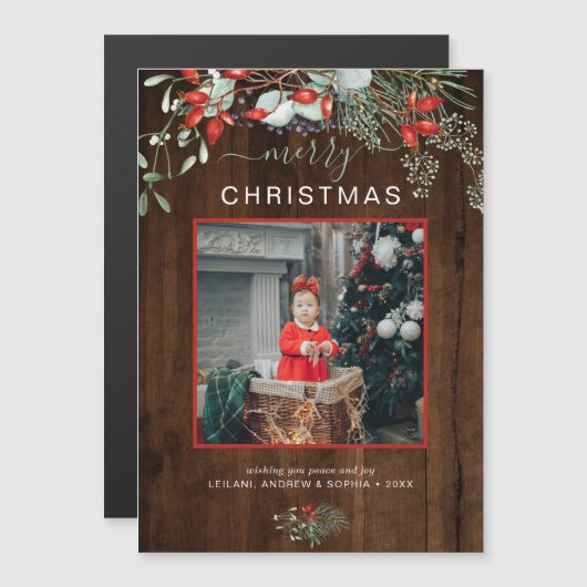 緑のメリークリスマスフォトダークウッドの休日 (正面/裏面)