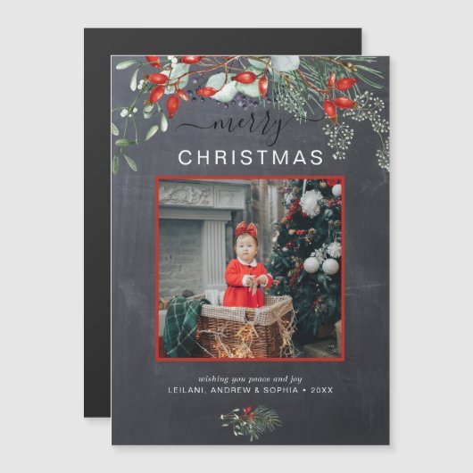 緑のメリークリスマス写真の黒板 (正面/裏面)