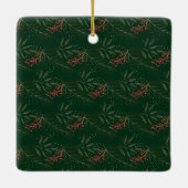 緑のメリークリスマス写真植物体 セラミックオーナメント (裏面)