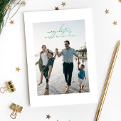 緑のメリークリスマス書道写真フレーム シーズンカード