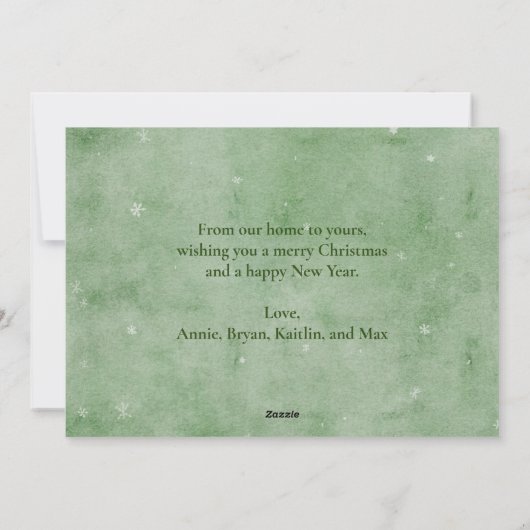 緑のメリースカーフのビーリークリスマスポーラーベア シーズンカード (裏面)