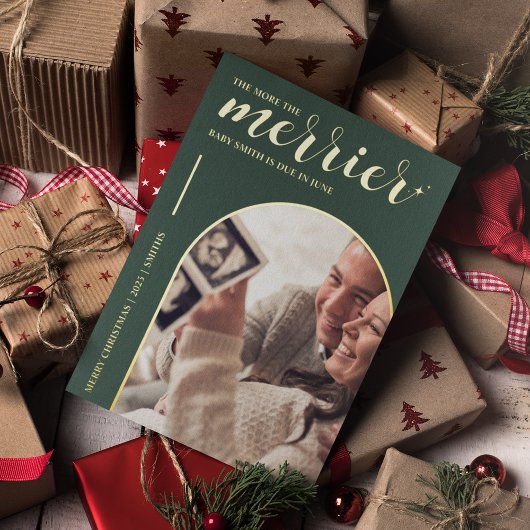 緑のメリー金ゴールドクリスマス妊娠 箔シーズンカード