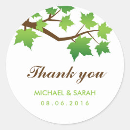 緑のメープル葉のステッカー ラウンドシール