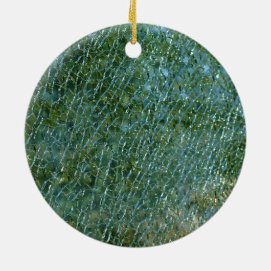 緑のモザイクガラスの背景の生命の木 セラミックオーナメント (裏面)