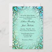 緑のモザイクフローラ結婚タイル 招待状 (正面)