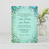 緑のモザイクフローラ結婚タイル 招待状 (スタンド正面)