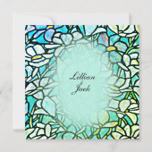 緑のモザイクフローラ結婚タイル 招待状 (裏面)
