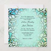 緑のモザイクフローラ結婚タイル 招待状 (正面)