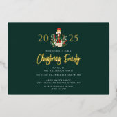 緑のモダンくるみ割りクリスマスパーティー 箔シーズンカード (正面)