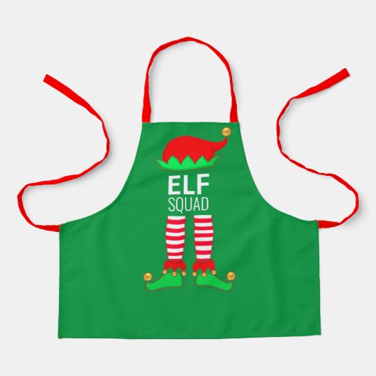 緑のモダンなクリスマスエルフ隊 エプロン (正面)