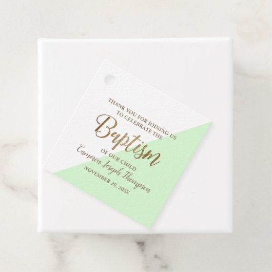 緑のモダンなベイビーの洗礼名、ありがとう フェイバータグ (インサイチュ)