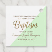 緑のモダンなベイビーの洗礼名、ありがとう フェイバータグ (裏面)