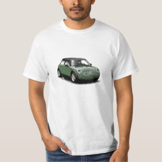 緑のモダンな小型車のTシャツを競争させているイギリス Tシャツ