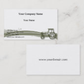 緑のモダンな緑のトラクターはイラストレーションの守備につきます 名刺 (正面/裏面)