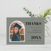 緑のモダンアーチ写真卒業サンキューカード サンキューカード (スタンド正面)