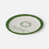 緑のモダンクリお洒落スマス ペーパープレート (アングル)