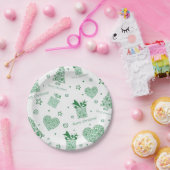 緑のモダンクリスマスツリーのクリスマスパーティー ペーパープレート (パーティー)