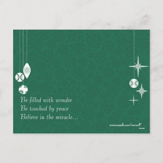 緑のモダンクリスマスファミリー写真はがき シーズンポストカード (裏面)