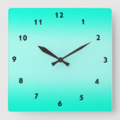 緑のモダングラデーション水の色自然パターン スクエア壁時計 (正面)