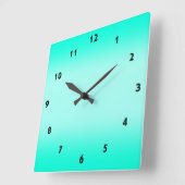 緑のモダングラデーション水の色自然パターン スクエア壁時計 (傾斜)