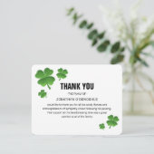 緑のモダンシャムロッククローバーベレーディング葬儀 サンキューカード (スタンド正面)