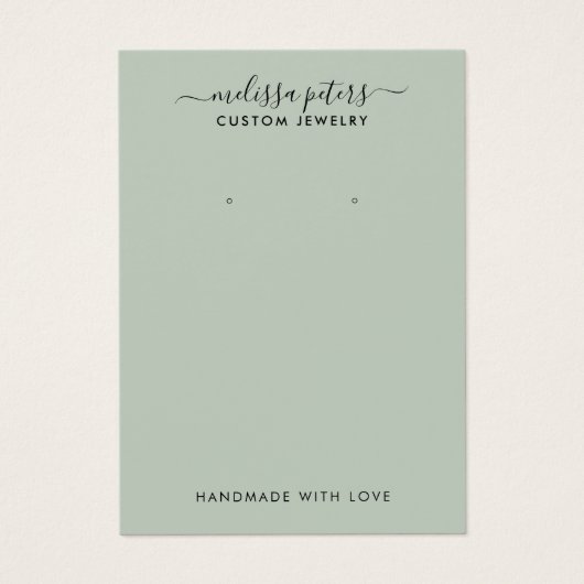 緑のモダンジュエリーイヤリング表示カード (正面)