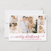緑のモダンスクリプト5フォトコラージクリスマスカード 招待状 (正面)