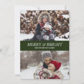 緑のモダンスクリプメリートの明るいクリスマス写真 シーズンカード (正面)