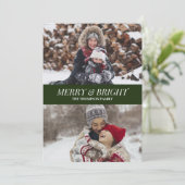 緑のモダンスクリプメリートの明るいクリスマス写真 シーズンカード (スタンド正面)