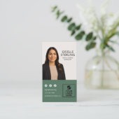 緑のモダンソーシャルメディアマネージャの写真ロゴ 名刺 (スタンド正面)