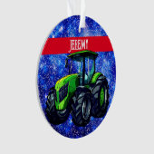 緑のモダントラクタオンブルー オーナメント (正面)