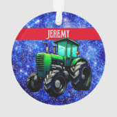 緑のモダントラクタオンブルー オーナメント (裏面)