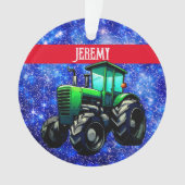 緑のモダントラクタオンブルー オーナメント (正面)