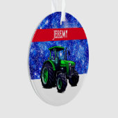 緑のモダントラクタオンブルー オーナメント (正面)