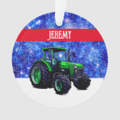 緑のモダントラクタオンブルー オーナメント (正面)