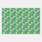 緑のモダンパーム葉のパターン ラッピングペーパーシート (正面3)