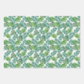 緑のモダンパーム葉のパターン ラッピングペーパーシート (正面)