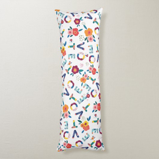 緑のモダンピンクのオレンジ色でフローラを投票 ボディピロー (裏面 (縦))