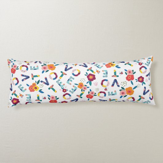 緑のモダンピンクのオレンジ色でフローラを投票 ボディピロー (裏面)