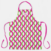 緑のモダンピンクの波パターン エプロン (正面)