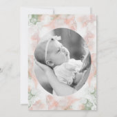 緑のモダンピンクの瑪瑙の写真金ゴールドクロスバプテスマ 招待状 (裏面)